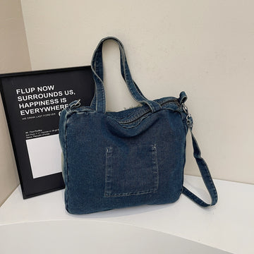 Qfdian Large Capacity Canvas Shoulder Bags Butterfly Denim Casual Totes New In 2025 Leisure Or Travel Bags Lady Sweet Packages Women